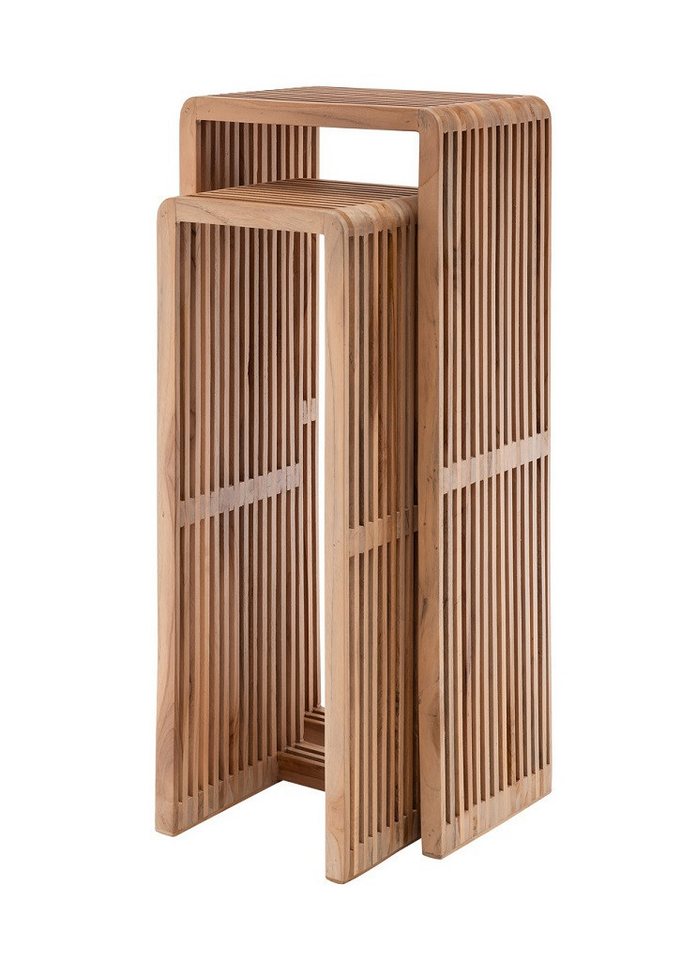 Main Möbel Blumentisch Blumensäule 2er-Set "Woody" recyceltes Teakholz von Main Möbel