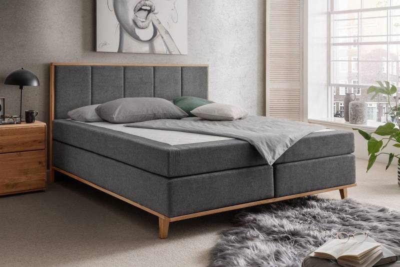 Main Möbel Boxspringbett Boxspringbett 'Niklas' 200x200cm Eiche Stoff anthrazit von Main Möbel