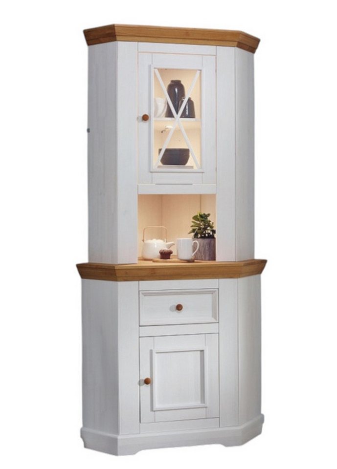 Main Möbel Buffet-Vitrine Eckbuffet "Zürich" Kiefer massiv weiß WZ-0133 Main Möbel Buffet-Vitrine Eckbuffet "Zürich" Kiefer massiv weiß WZ-0133 von Main Möbel