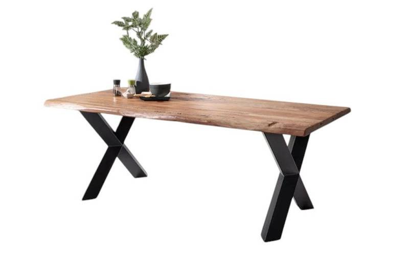 Main Möbel Esstisch Esstisch mit Baumkante 180x90cm 'Pinta' Altholz & X-Fuß von Main Möbel