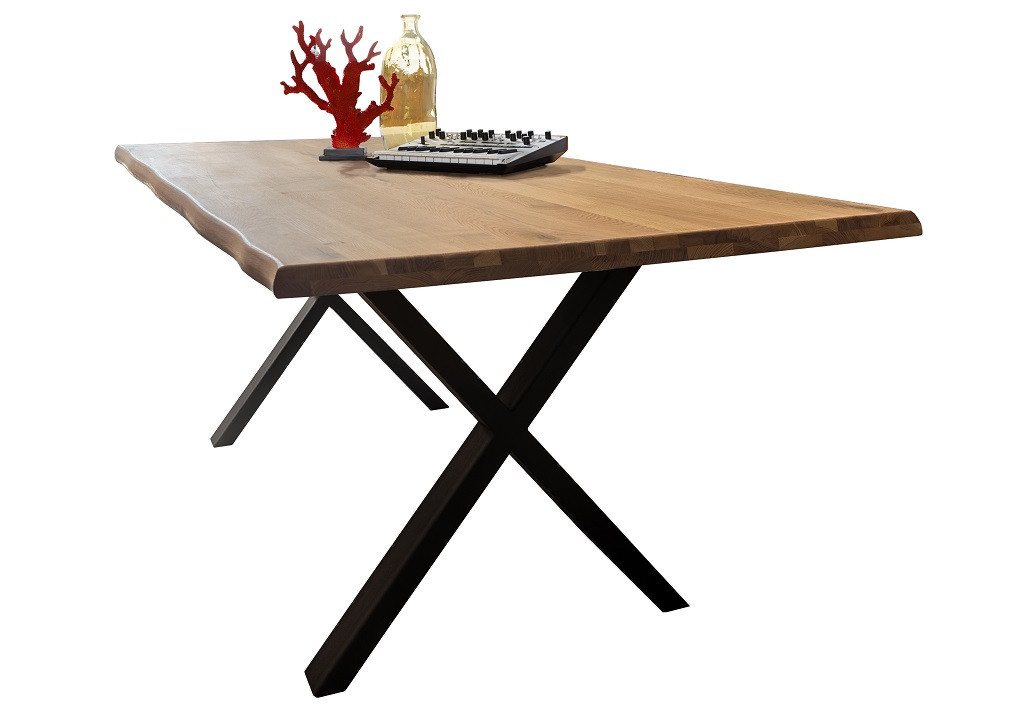 Main Möbel Esstisch Tisch 180x90cm "Vegas I" Wildeiche massiv & Metall schwarz von Main Möbel