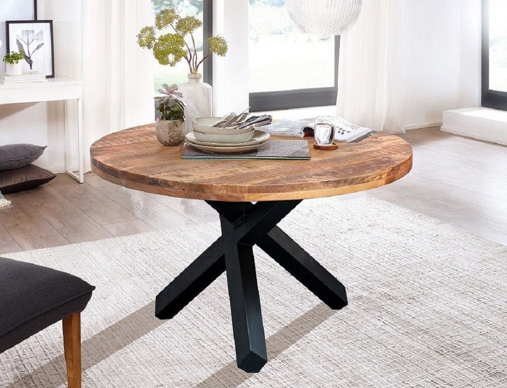 Main Möbel Esstisch Tisch Massivholz "Patna" 130cm Akazie & Metall schwarz von Main Möbel