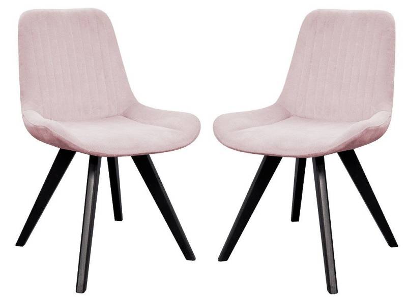 Main Möbel Esszimmerstuhl Esszimmerstuhl 2er-Set 'Sandy' Buche schwarz & Stoff rosa von Main Möbel