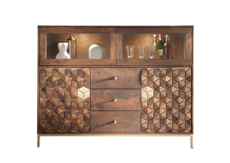 Main Möbel Highboard 146x115cm "Assuan" Mango & Metall goldfarbig Main Möbel Highboard 146x115cm "Assuan" Mango & Metall goldfarbig von Main Möbel