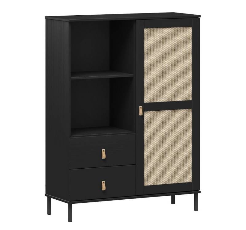 Main Möbel Highboard Highboard 100x136cm 'Seattle' Kiefer massiv schwarz von Main Möbel