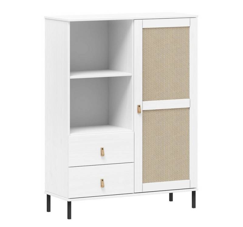 Main Möbel Highboard Highboard 100x136cm 'Seattle' Kiefer massiv weiß von Main Möbel