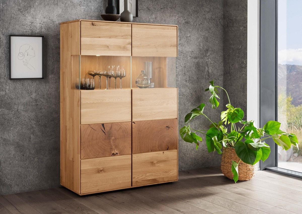Main Möbel Highboard Highboard 100x145cm "Belfast" Wildeiche massiv Main Möbel Highboard Highboard 100x145cm "Belfast" Wildeiche massiv von Main Möbel