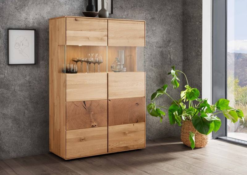 Main Möbel Highboard Highboard 100x145cm "Belfast" Wildeiche massiv von Main Möbel