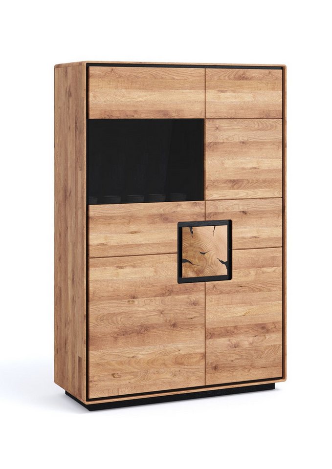 Main Möbel Highboard Highboard 100x151x40cm "Zarah" Wildeiche geölt Glas links von Main Möbel