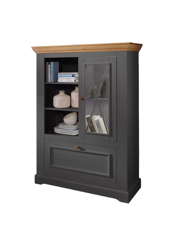 Main Möbel Highboard Highboard 108x152cm "Zürich II" Kiefer massiv grau WZ-0133 von Main Möbel