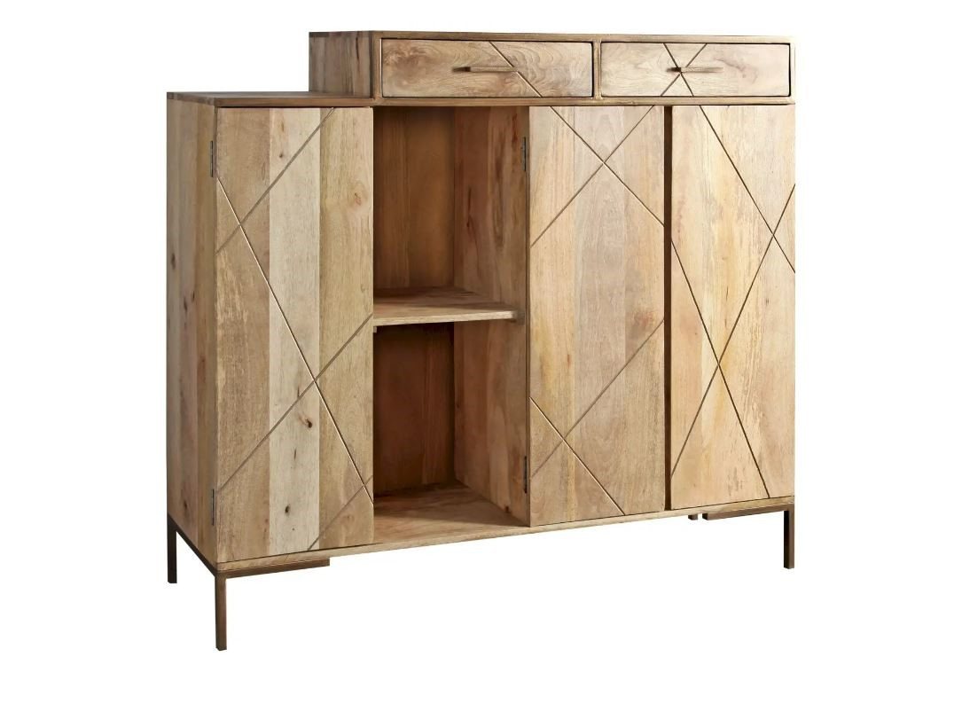 Main Möbel Highboard Highboard 145x132cm 'Houston' Mango natur & goldfarbig von Main Möbel