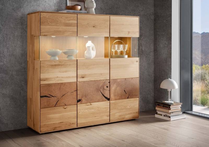 Main Möbel Highboard Highboard 150x145cm "Belfast" Wildeiche massiv von Main Möbel