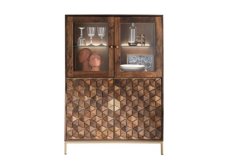 Main Möbel Highboard Highboard II 99x139cm "Assuan" Mango & Metall goldfarbig von Main Möbel