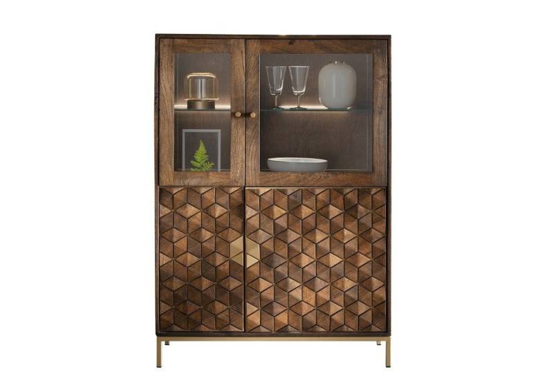 Main Möbel Highboard Highboard III 99x139cm "Assuan" Mango & Metall goldfarbig von Main Möbel