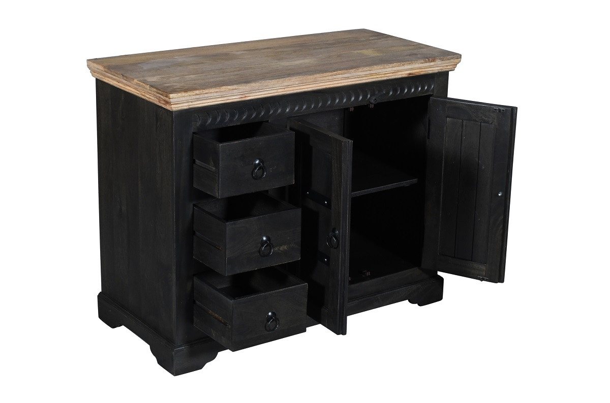 Main Möbel Kommode Sideboard 106x85cm 'Mumbai' Mango natur & schwarz von Main Möbel