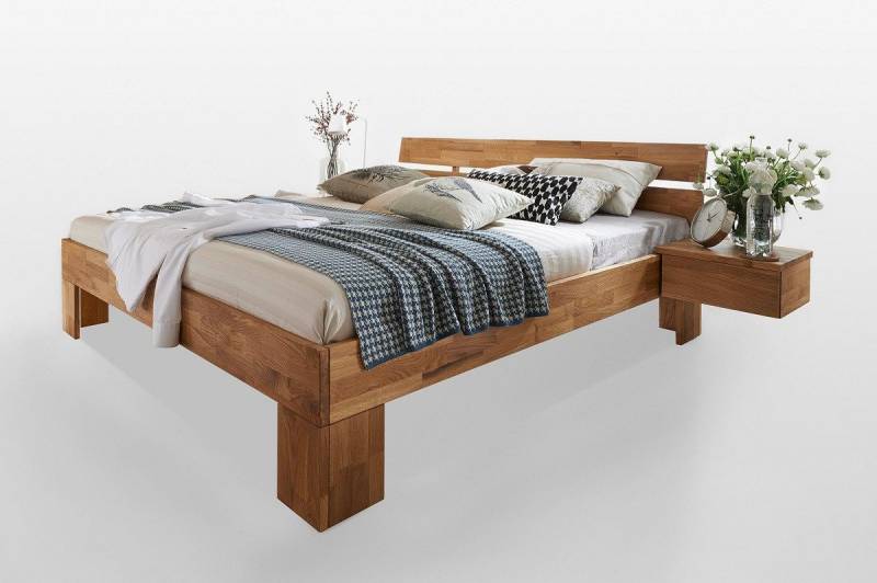 Main Möbel Massivholzbett Doppelbett 'Meran' 180x200cm Wildeiche geölt Sitzhöhe 40cm von Main Möbel