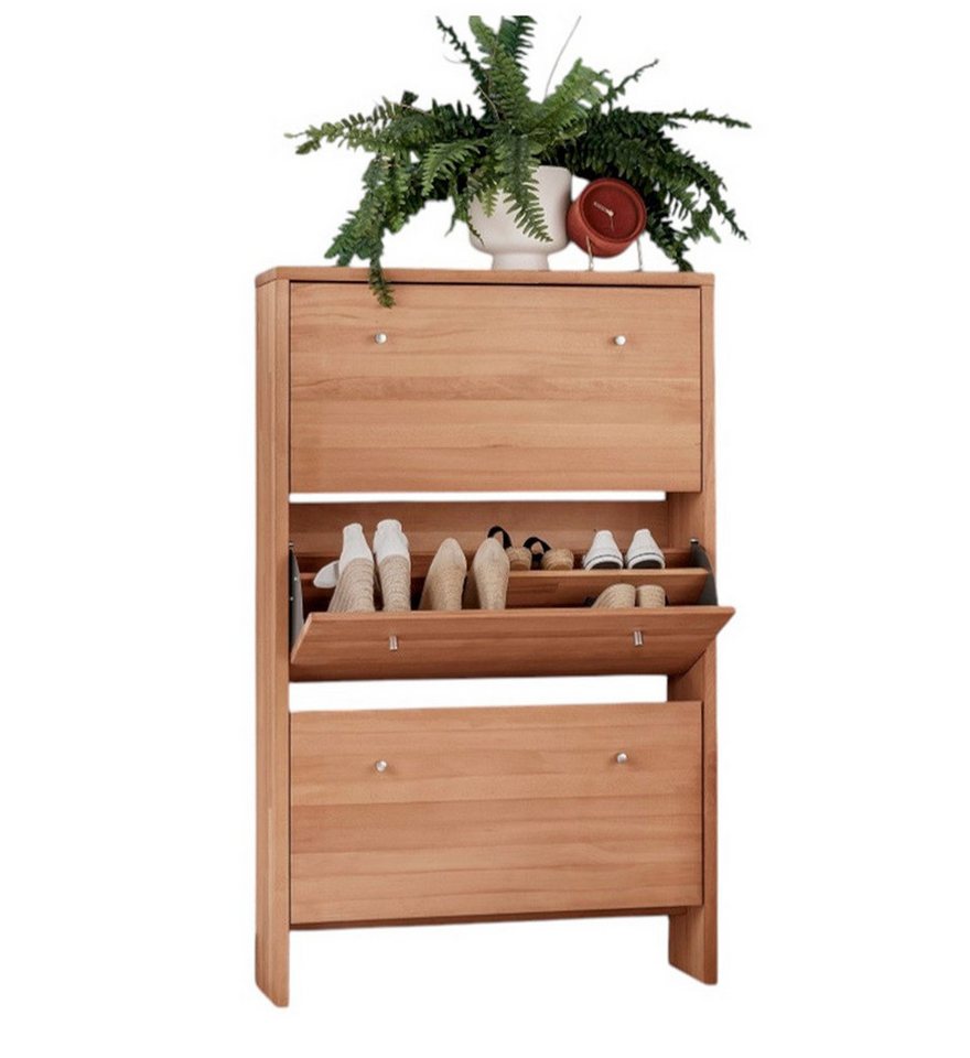 Main Möbel Schuhschrank Schuhschrank 3 Klappen 82x133cm 'Stockholm' Buche massiv von Main Möbel