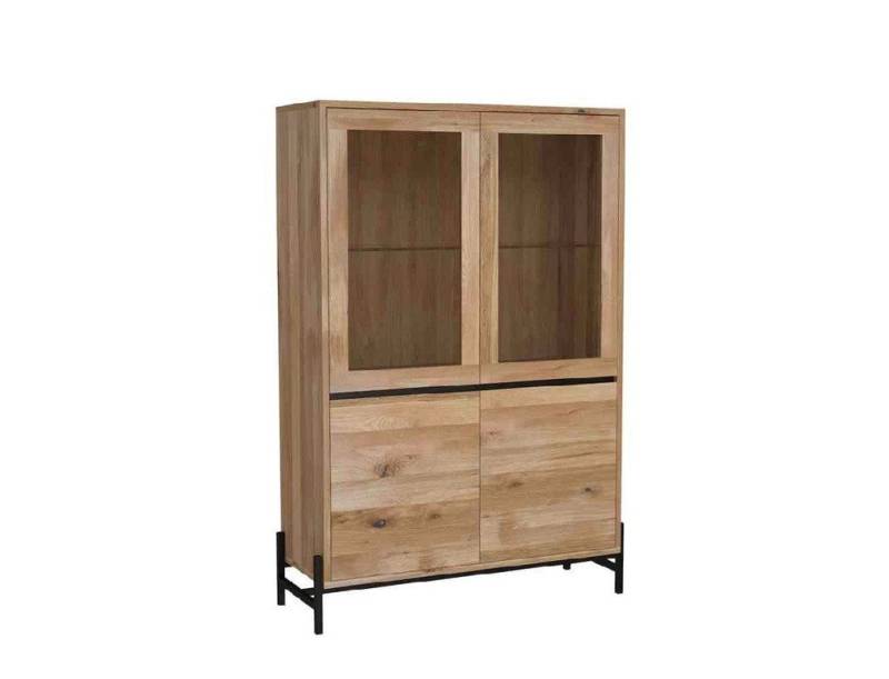 Main Möbel Standvitrine Vitrine 106x145cm 'Veneza' Eiche & Metall schwarz von Main Möbel