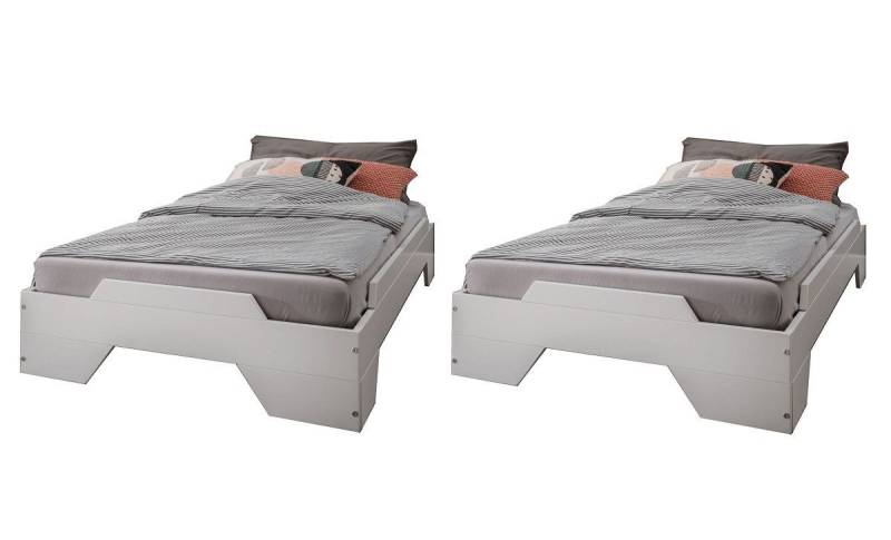 Main Möbel Stapelbett 2er-Set Stapelbett 90x200cm 'Pisa' Buche massiv weiß lackiert von Main Möbel