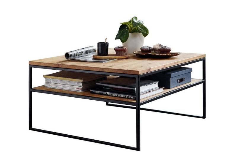 Main Möbel Couchtisch Couchtisch 75x75cm "Hamburg" Wildeiche & Stahl schwarz von Main Möbel