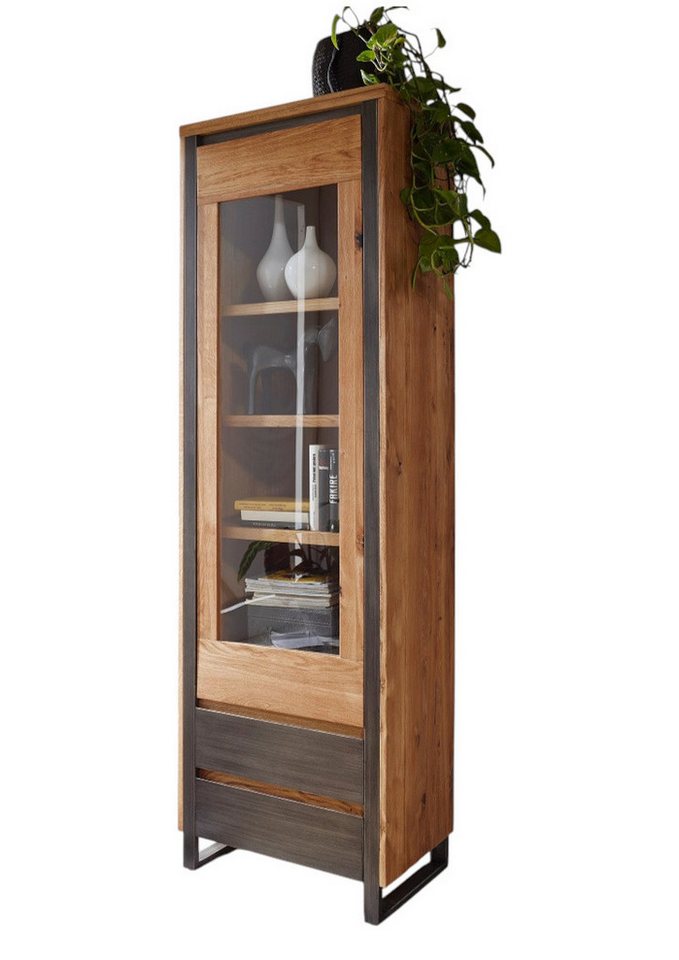 Main Möbel Vitrine Vitrine 62x204cm 'Taipeh' Eiche & Metall gebürstet von Main Möbel