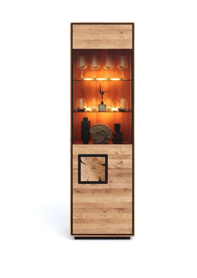 Main Möbel Vitrine Vitrine Schrank Rechtsanschlag 60x203cm Wildeiche Zarah von Main Möbel