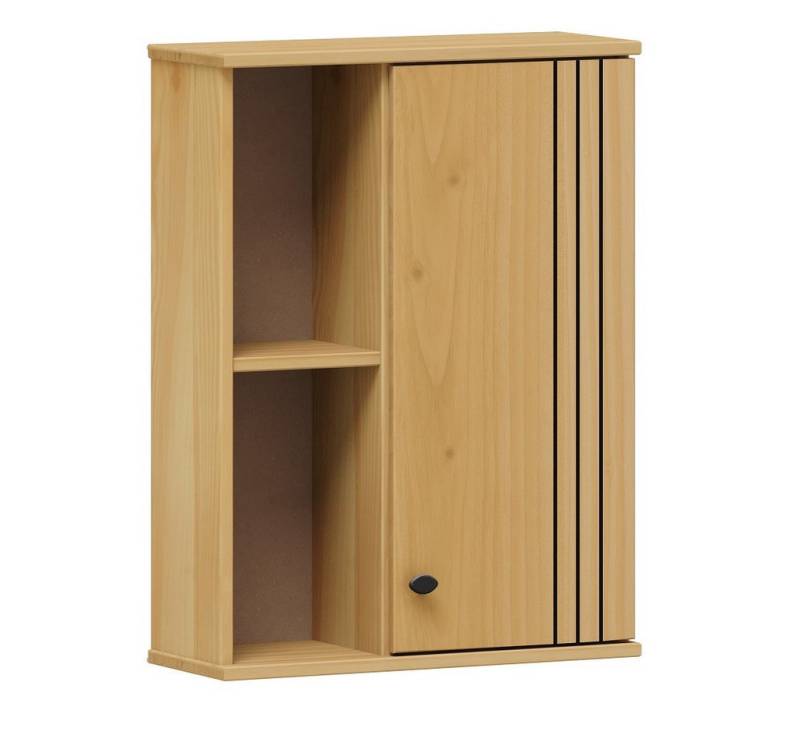 Main Möbel Wandhängeschrank Badoberschrank 52x70cm Kiefer massiv eichefarbig & schwarz von Main Möbel