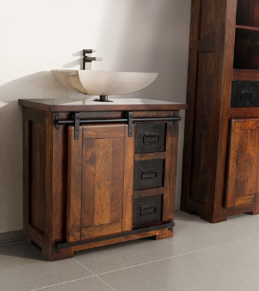 Main Möbel Waschbeckenunterschrank Main Möbel Badunterschrank 'Bayamo' Mango & Eisen von Main Möbel