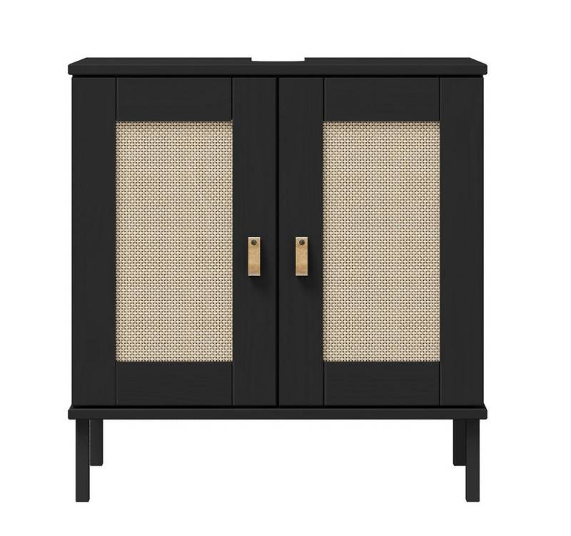 Main Möbel Waschbeckenunterschrank Waschbeckenunterschrank 62x65cm 'Seattle' Kiefer massiv schwarz von Main Möbel