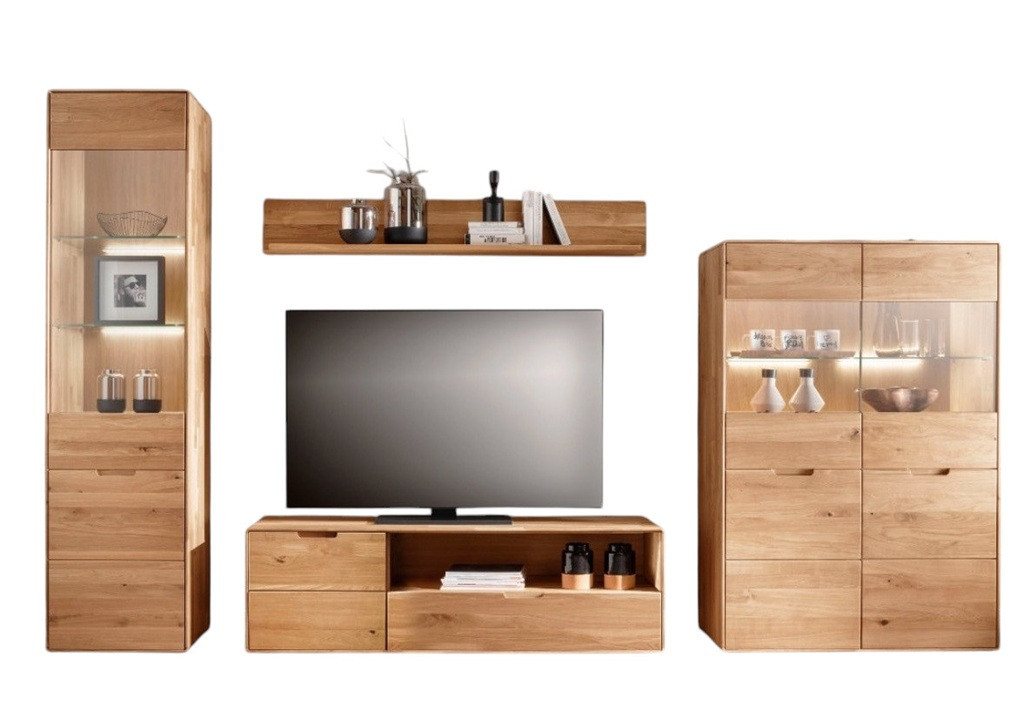 Main Möbel Wohnwand Wohnwand "Kent" Wildeiche massiv, (4-St) von Main Möbel