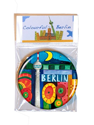 Magnet / Kühlschrankmagnet: Berliner Motive (Fernsehturm, Brandenburger-Tor, Berliner Bär, Berlin-Schriftzug, Berliner Mauer) 5er Set, bunt von Maina-Manufaktur