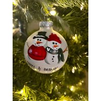 Schneemann Großeltern Grammy Und Opa Personalisierte Weihnachtsverzierung Handgemaltes Geschenk von MaineOrnamentCompany