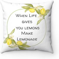 When Life Gives You Lemons Spun Polyester Square Pillow, Lemonade Throw Lemon Pattern von MaineWoodsGifts