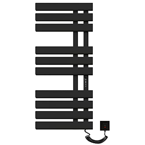 Elektrischer Handtuchheizkörper Badheizkörper Elektrisch 500x1100mm 380W mit Thermostat LCD Touch Anzeige,Anthrazit,IP45 Wasserdicht Heizkörper Energiesparender -Black||Down Right Line von Mainen