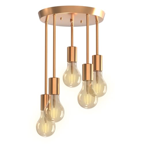 Mainen 5-Flammige Vintage Deckenleuchte, E27 LED Retro Deckenlampe in Gold, Für Esszimmer Küche Wohnzimmer Bar Restaurant von Mainen
