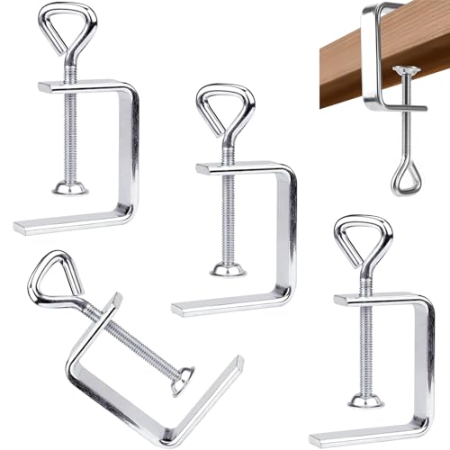 Mainiusi Schraubzwingen Klein Tischklemme 4 Stück, C Klemme Kleine Schraubzwingen Edelstahl C Zwinge Schraubklemme, Trägerklemme für Zwingen Verstellbaren C-Klemme Universal Schraubzwingen(Silber) von Mainiusi