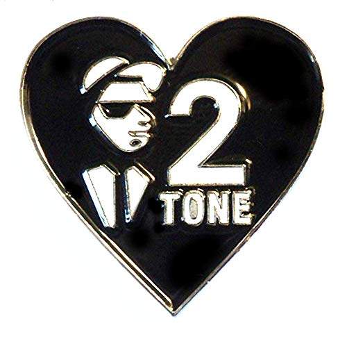 Mainly Metal TM Emaille-Anstecknadel zweifarbig Herz schwarz & Chrom (25 mm Brosche) Scooter zweifarbig Ska Mann Hut von Erkic