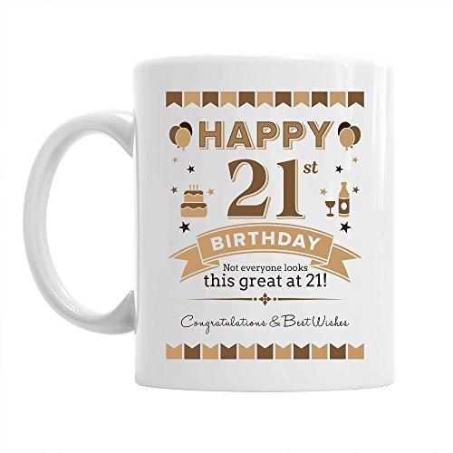 Divertente tazza regalo - ideale per 21° compleanno - uomo/donna - Bianco - 295 ml (10 oz) von Mainly Mugs