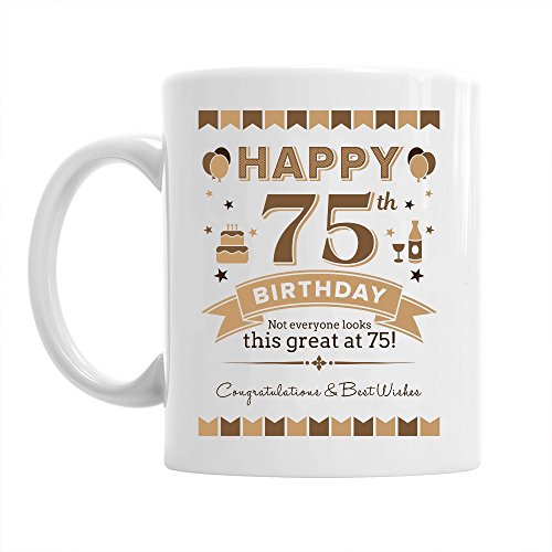 Kaffeetasse zum 75. Geburtstag, Geschenk für Männer, Andenken für den 75. Geburtstag von Mainly Mugs