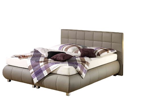 Maintal Boxspringbett Elias, 180 x 200 cm, Kunstleder, Bonellfederkern Matratze H2, taupe von Maintal Betten