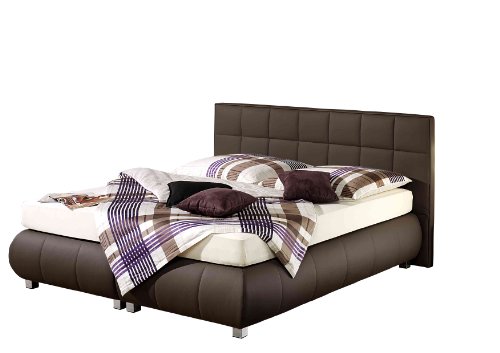 Maintal Boxspringbett Elias, 180 x 200 cm, Kunstleder, Bonellfederkern Matratze H2, braun von Maintal Betten