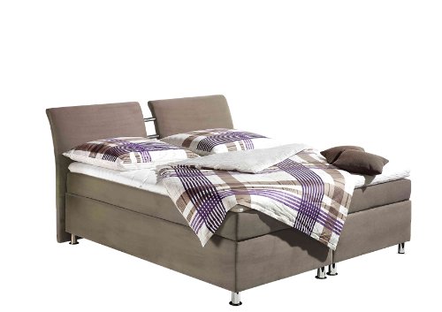 Maintal Boxspringbett Dean, 140 x 200 cm, Microvelour, Bonellfederkern Matratze H2, taupe von Maintal Betten