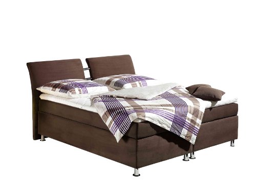 Maintal Boxspringbett Dean, 180 x 200 cm, Microvelour, Bonellfederkern Matratze H2, braun von Maintal Betten