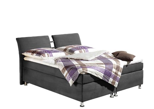 Maintal Boxspringbett Dean, 180 x 200 cm, Microvelour, Bonellfederkern Matratze H2, grau von Maintal Betten