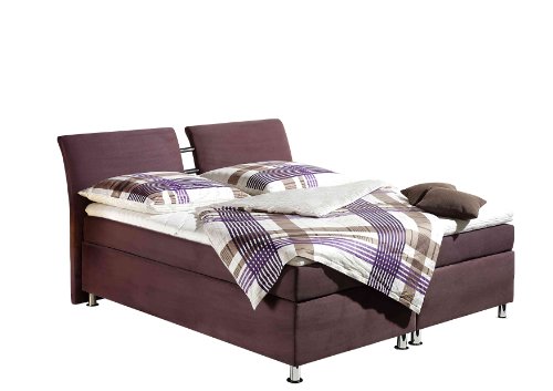 Maintal Boxspringbett Dean, 140 x 200 cm, Microvelour, 7-Zonen-Kaltschaum Matratze H2, beere von Maintal Betten