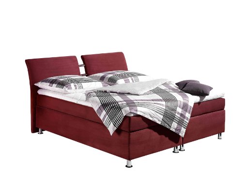 Maintal Boxspringbett Dean, 140 x 200 cm, Microvelour, 7-Zonen-Kaltschaum Matratze H2, bordeaux von Maintal Betten