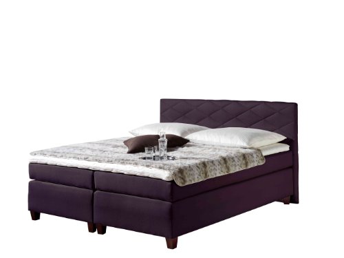 Maintal Boxspringbett Nagoya, 140 x 200 cm, Strukturstoff, Bonellfederkern Matratze H2, beere von Maintal Betten