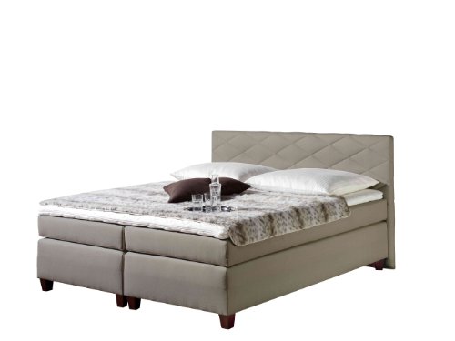 Maintal Boxspringbett Nagoya, 140 x 200 cm, Strukturstoff, Tonnentaschenfederkern Matratze H2, taupe von Maintal Betten