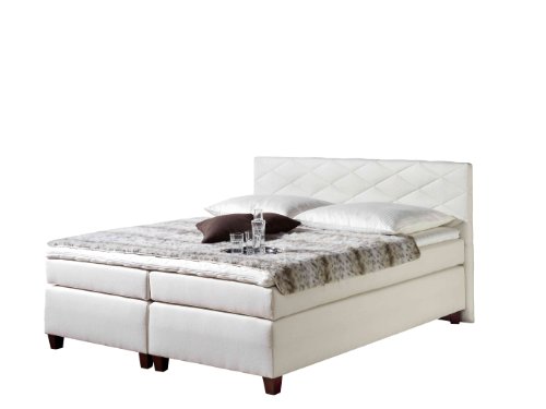 Maintal Boxspringbett Nagoya, 180 x 200 cm, Strukturstoff, Tonnentaschenfederkern Matratze H2, creme von Maintal Betten