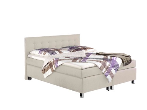 Maintal Boxspringbett Katar, 160 x 200 cm, Strukturstoff, Bonellfederkern Matratze H2, creme von Maintal Betten